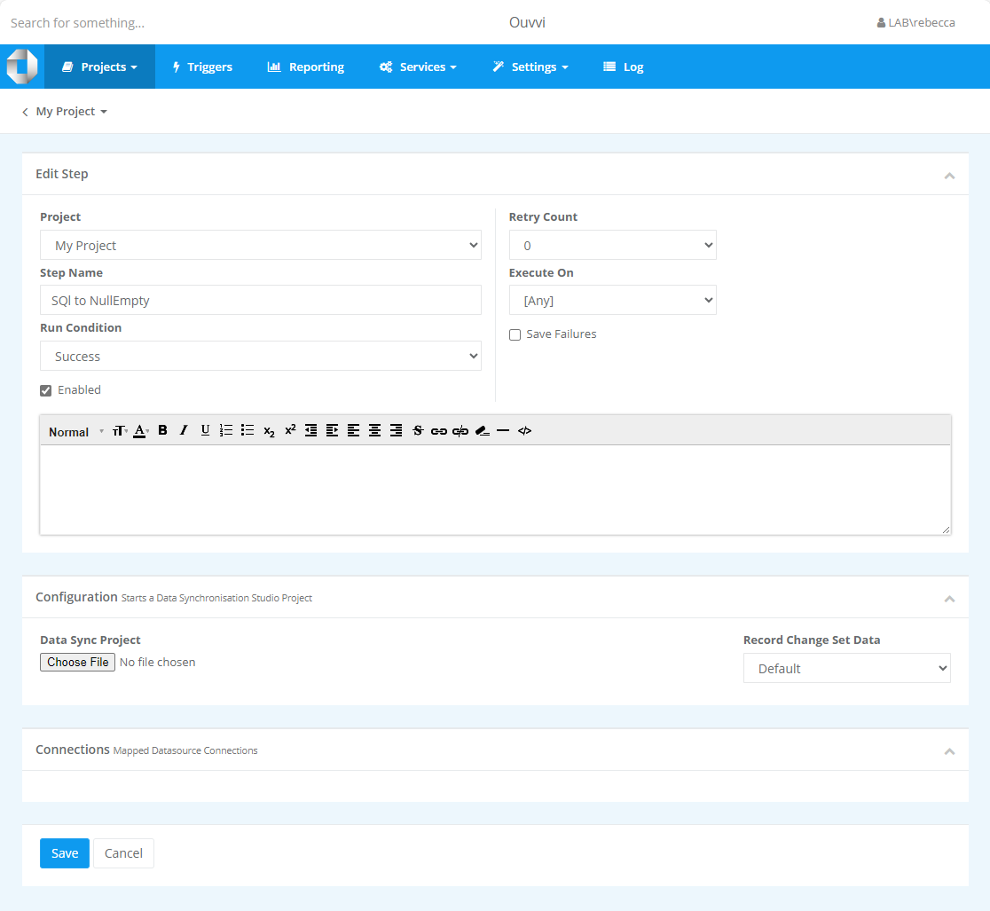 New Data Sync Step - Create