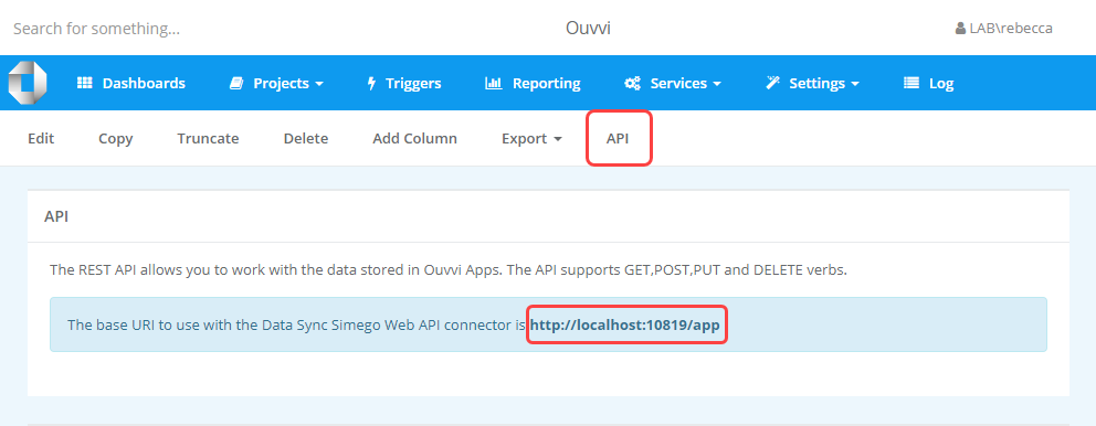 Apps API URL