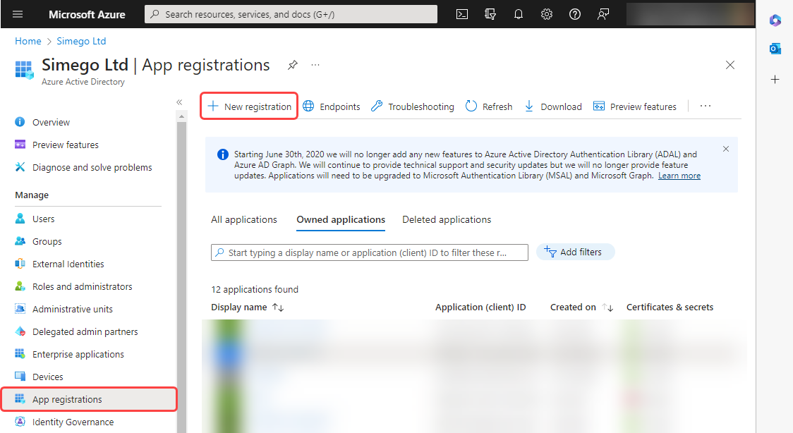 Azure New App Registration