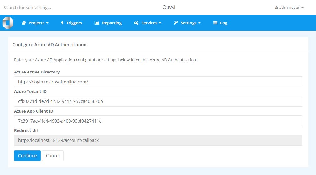 Azure Auth Config