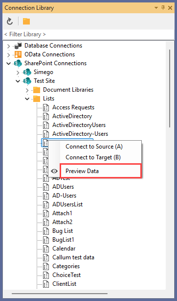 Connection Library Preview