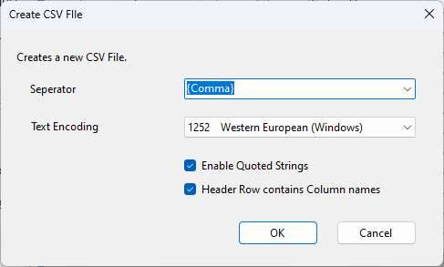 Create CSV Options