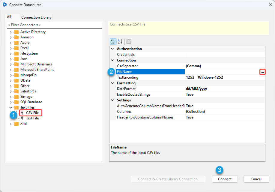 Connect to CSV File