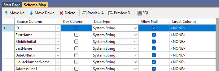 Source Columns added to Schema Map