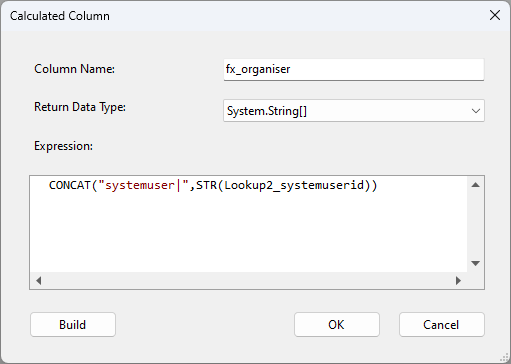 Calculated Column - Organiser Format