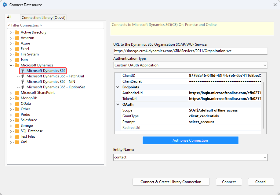 Dynamics Contact Connection