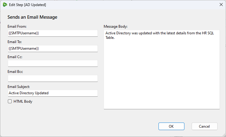 Email Message Config Example