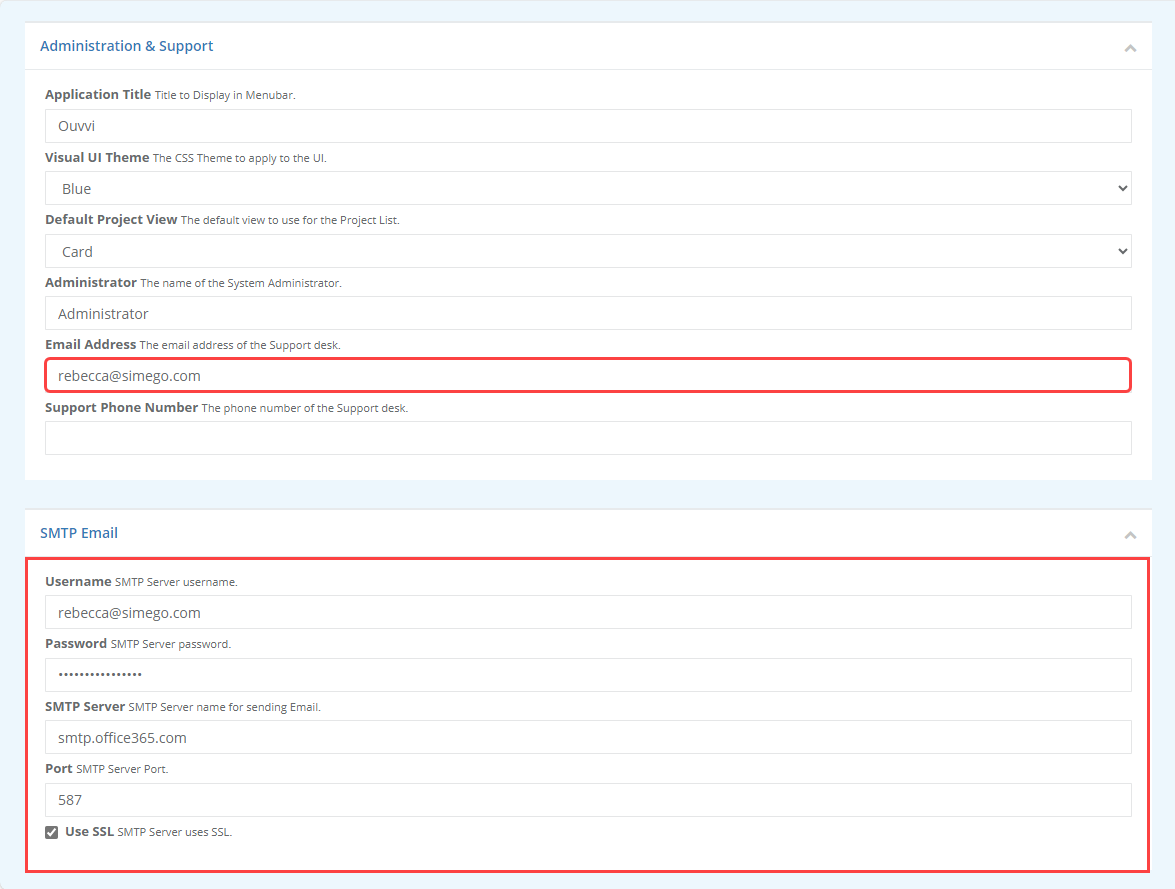 System Settings Configuration