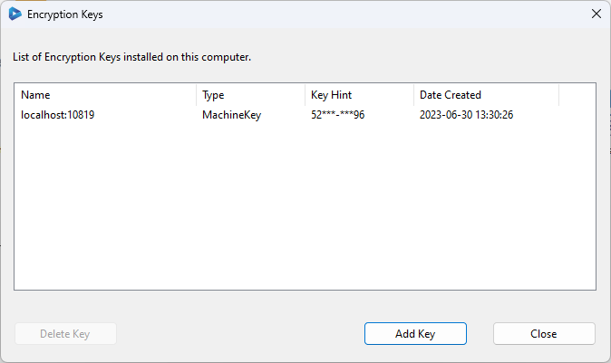 List of Encryption Keys