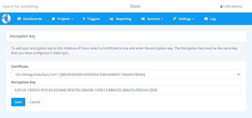 Install Encryption Key - Ouvvi