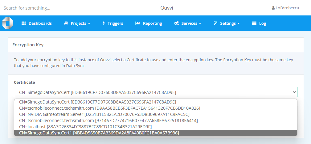 Ouvvi Certificate Dropdown