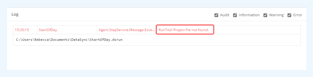 Run Tool File Not Found Error