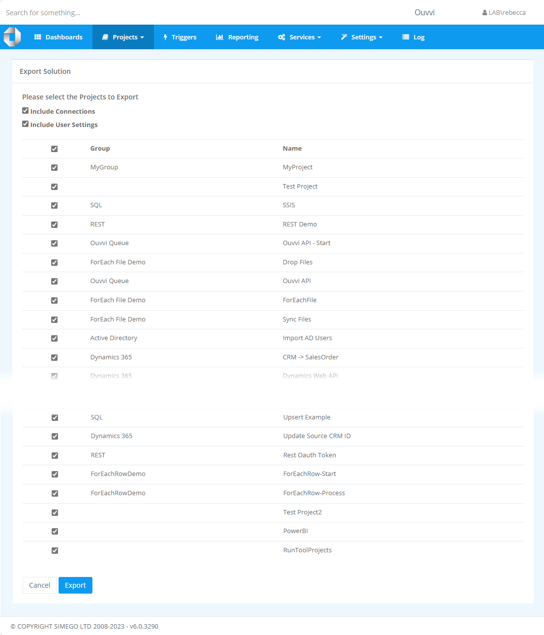 Export Ouvvi Solution