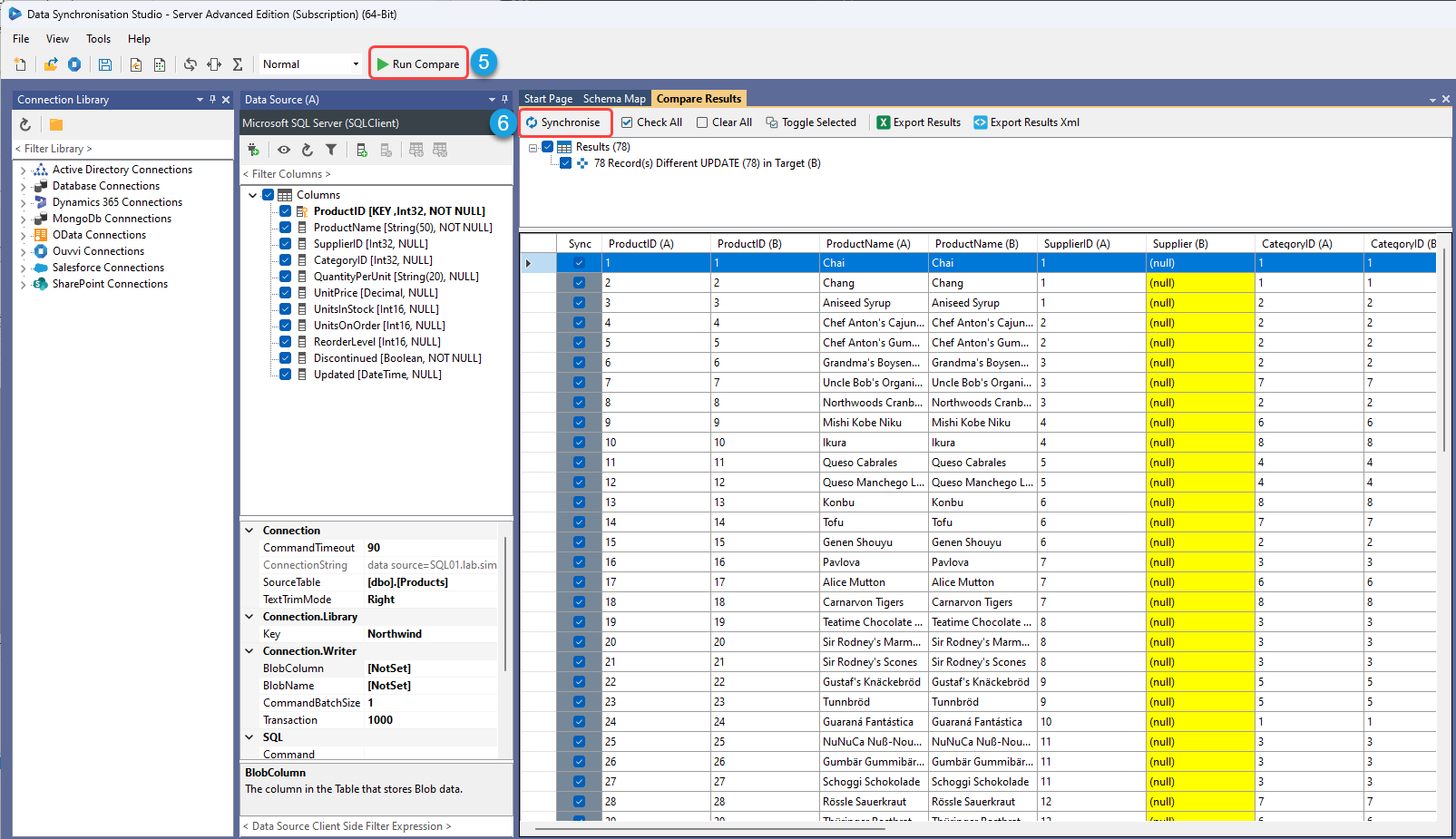 Data Sync Studio Main Window Compare