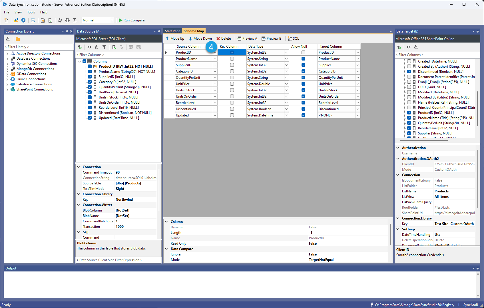 Data Sync Studio Main Window Schema