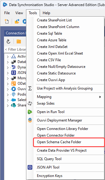 Open Schema Cache Folder