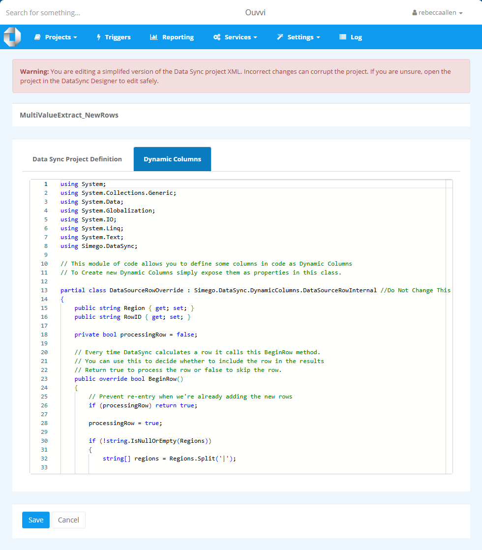 Ouvvi Edit Dynamic Columns
