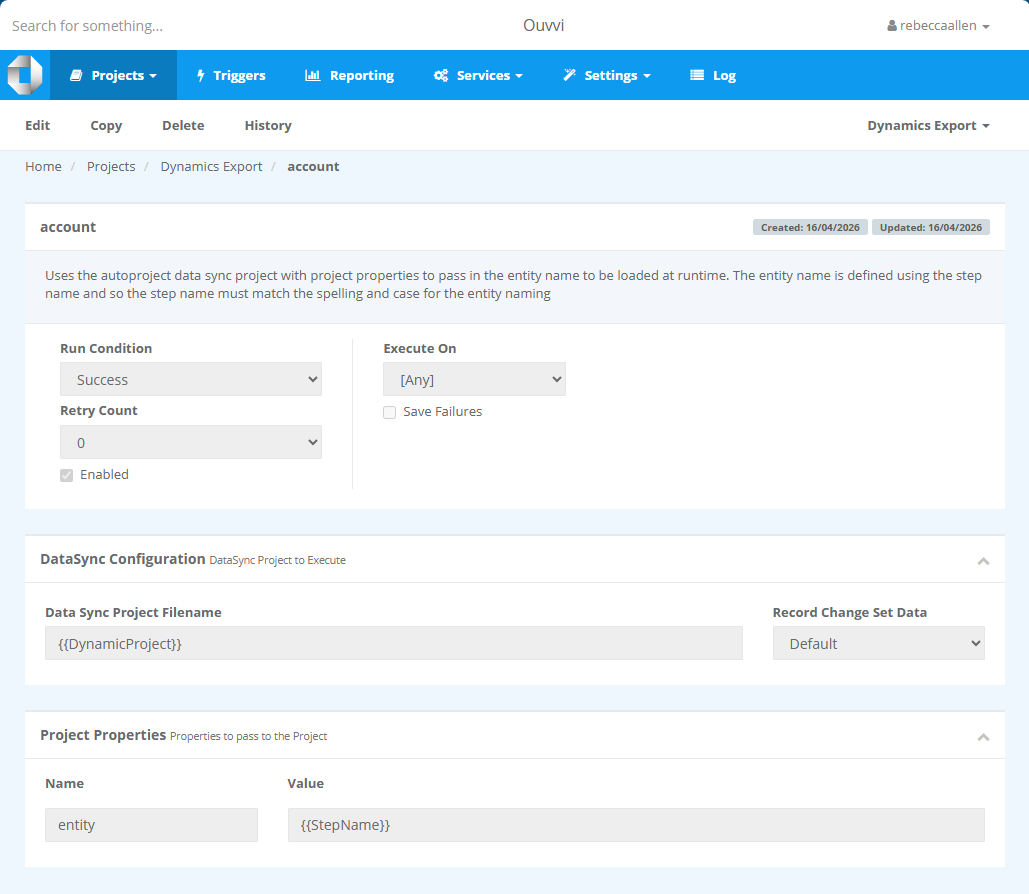 Data Sync Project File Configured Example