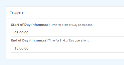 Start of Day Time - System Settings