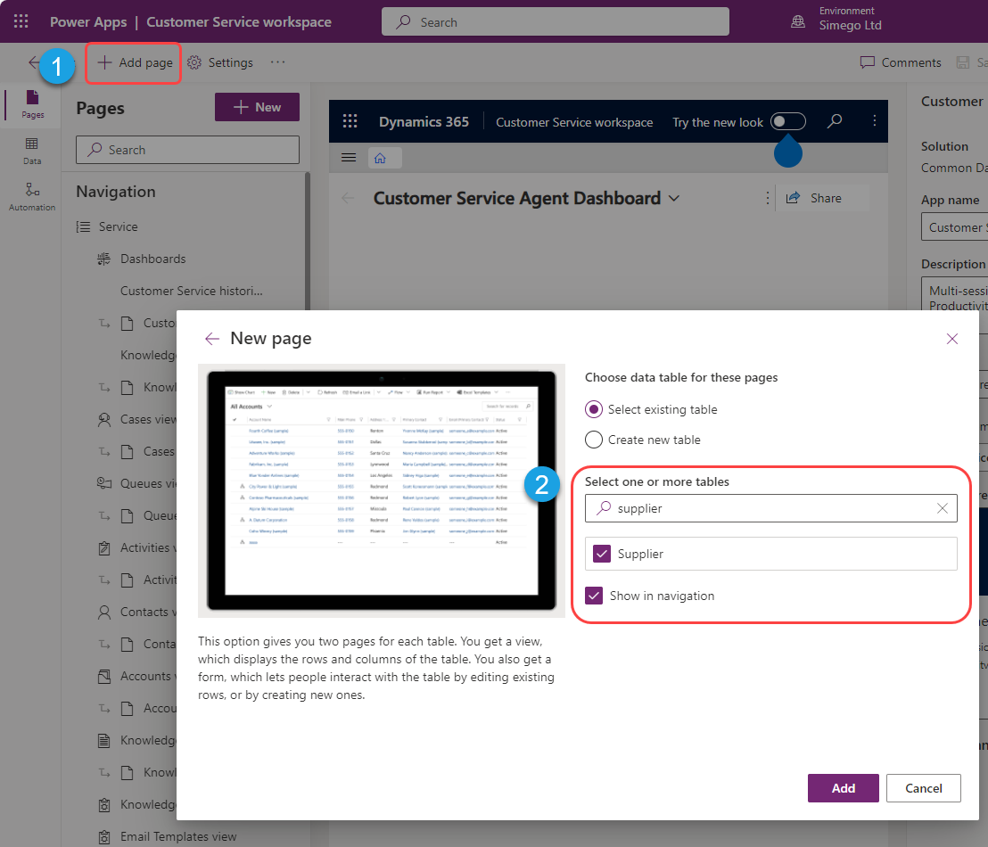 Add Entity to Dynamics View