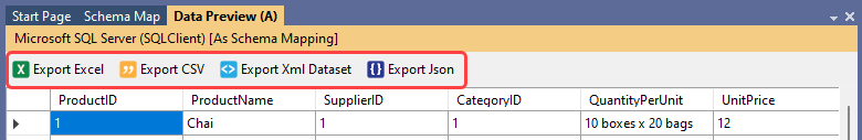 Preview Data - Export Options