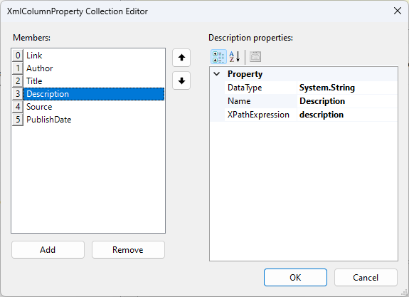 RSS/XML File Columns