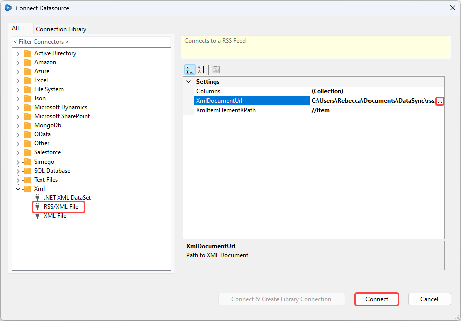 Connect to RSS/XML File