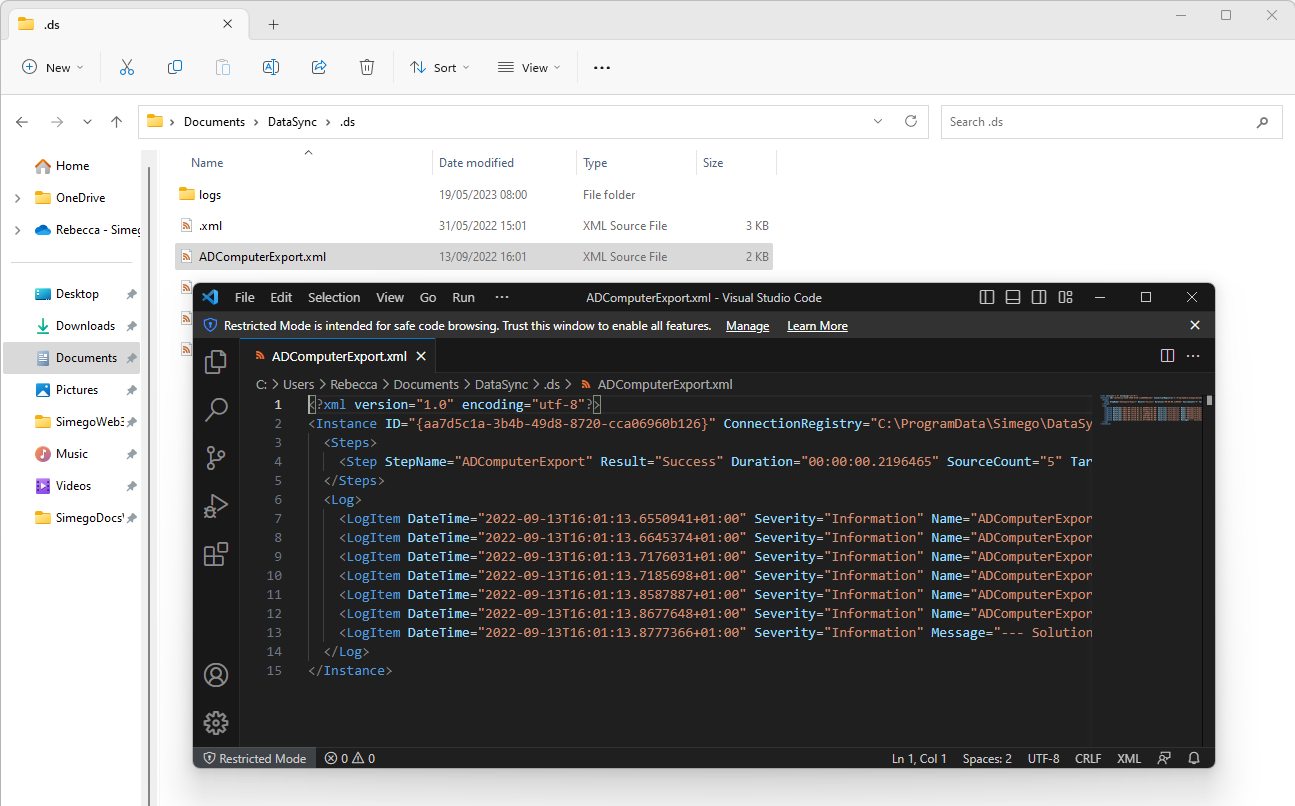 Data Sync Log Files