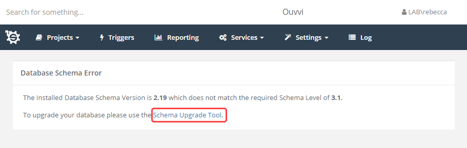 Schema Upgrade Notification