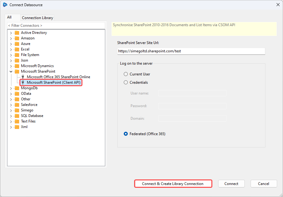 Connect to SharePoint Client API