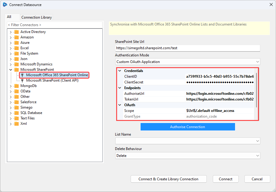 SharePoint Connection