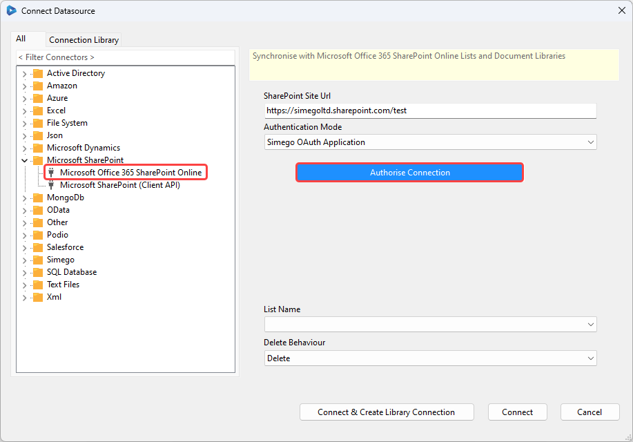 Auth Connection SharePoint