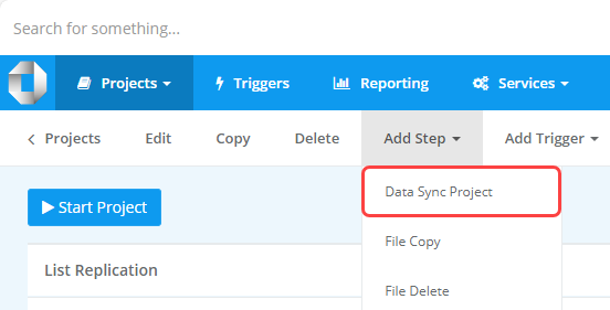 Add Data Sync Step