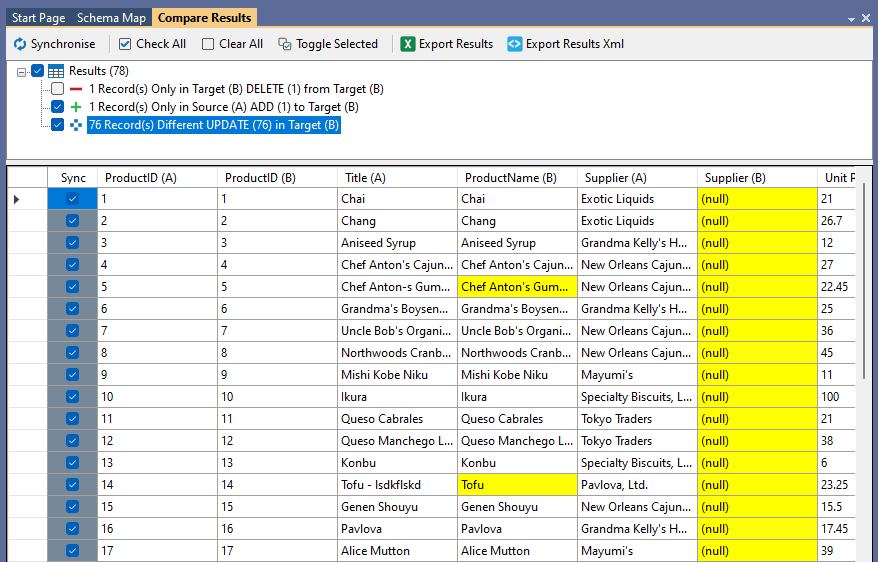 Compare Results - Updates