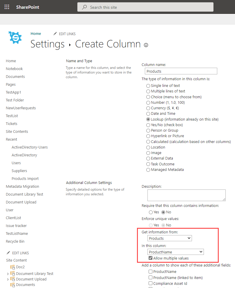 SharePoint Lookup Column Name