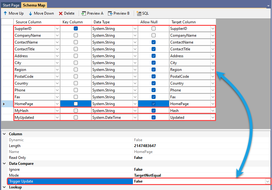 Trigger Update Schema Map