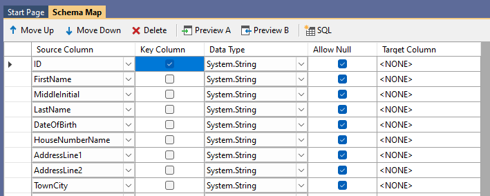 Source Columns added to Schema Map