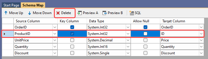 Remove Schema Columns