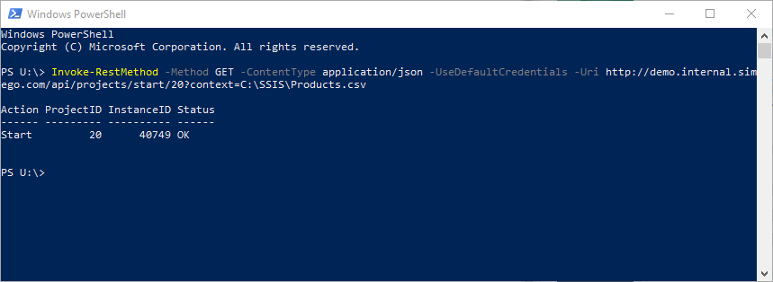 Powershell Start API