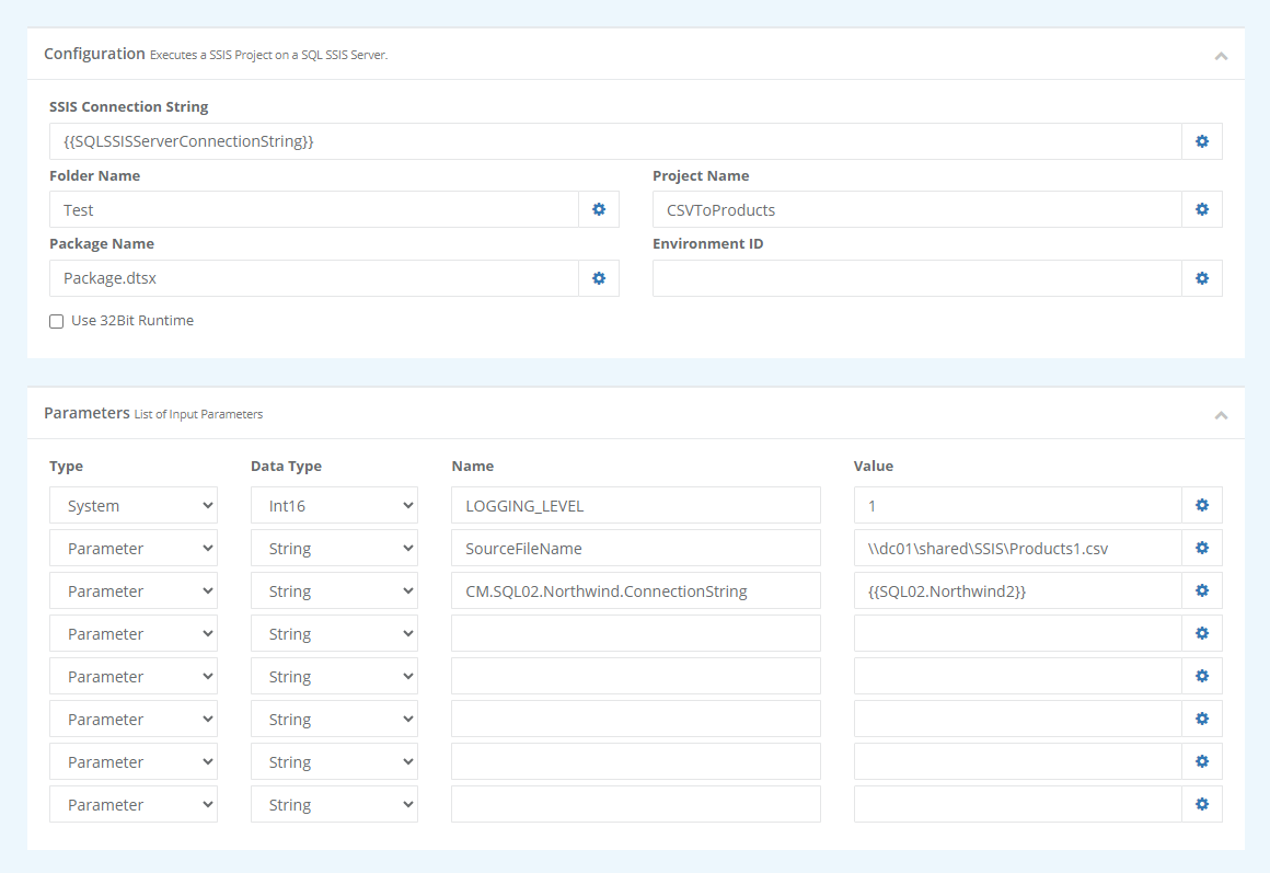 SSIS Step Config