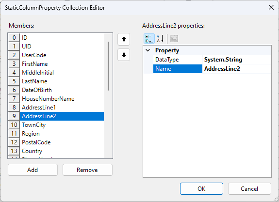 Static Column Editor