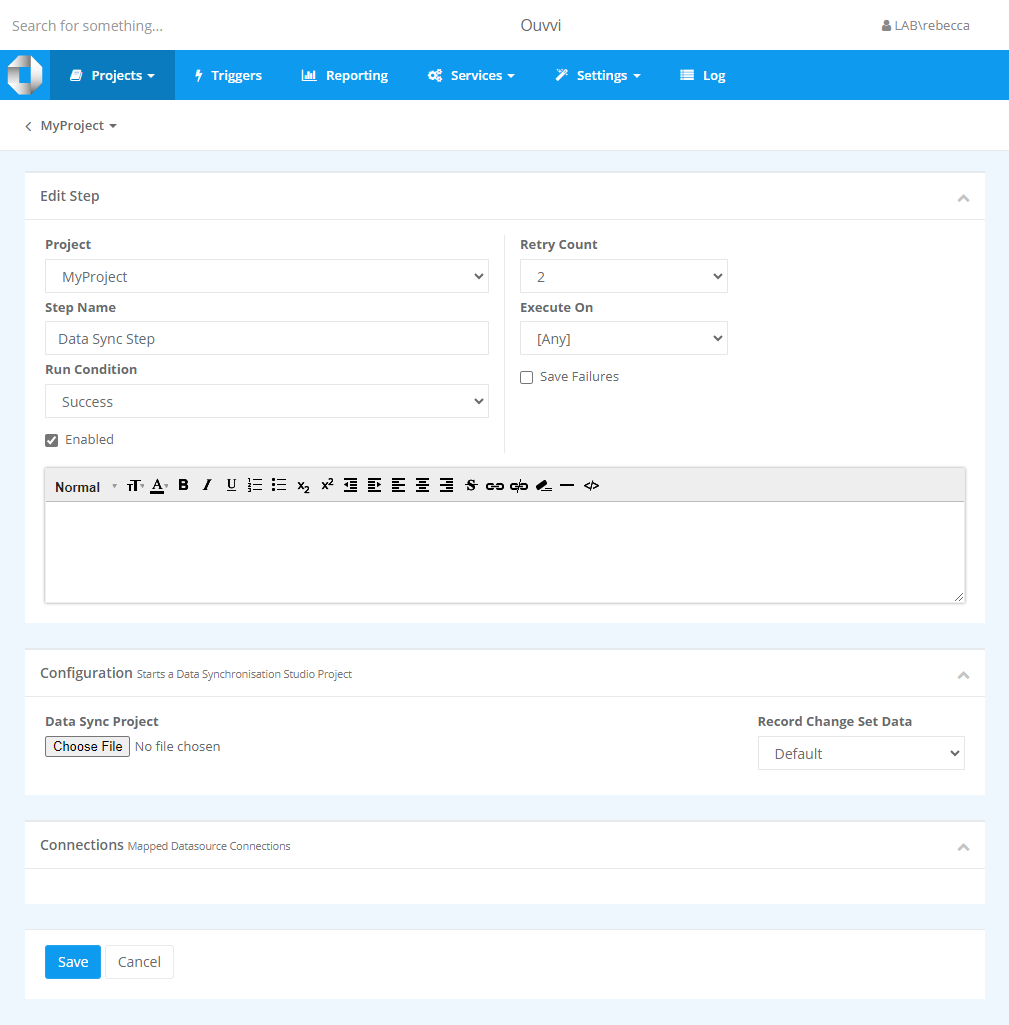 Create Data Sync Step