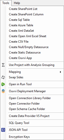 Tools Menu