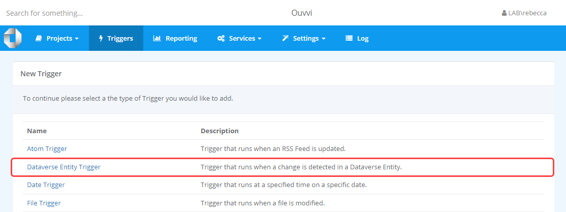 New Dataverse Trigger