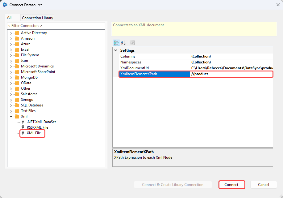 Connect XML File